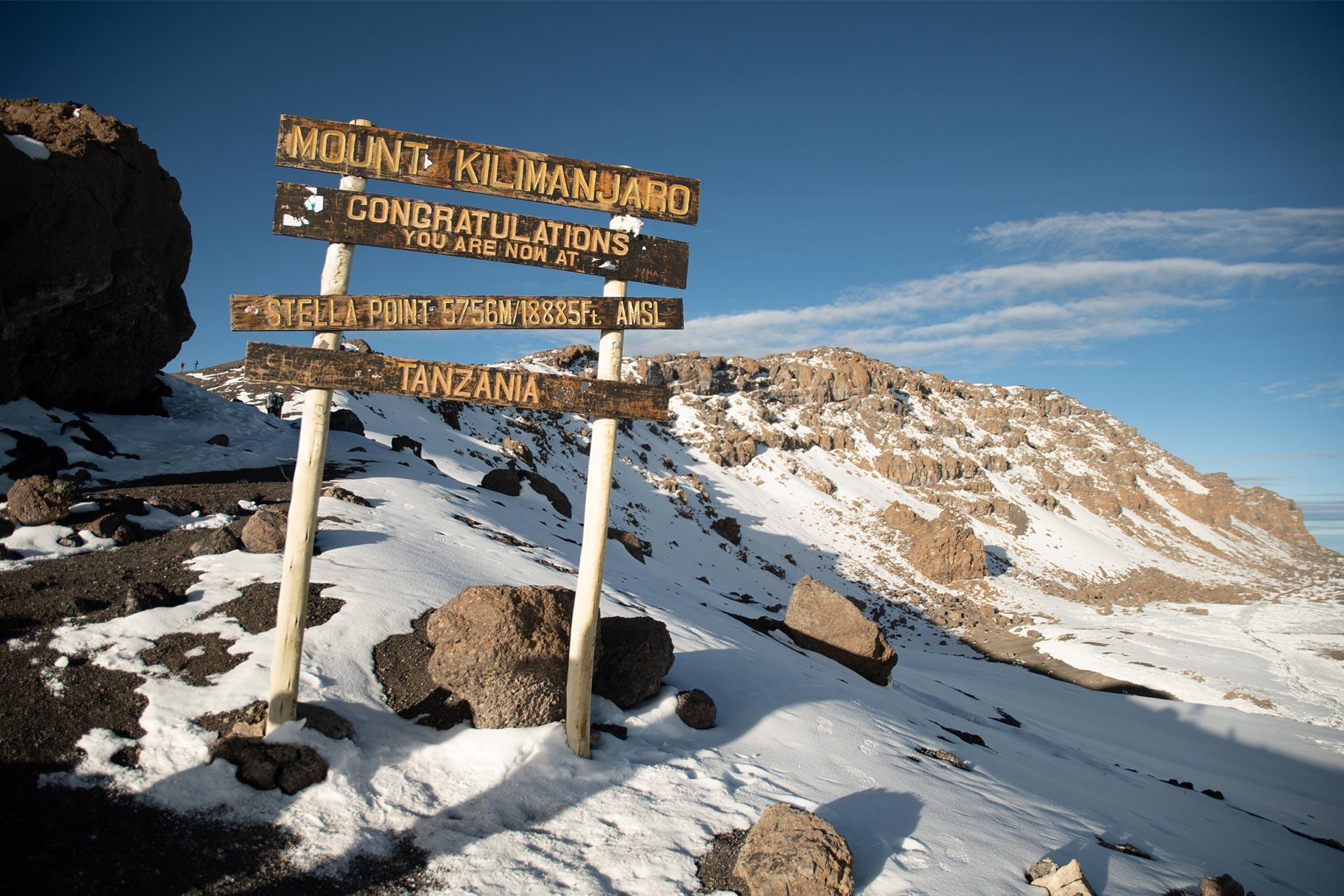 You are now at Stella Point at 5756 meter on Mount Kilimanjaro